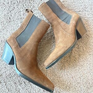 Zara Brown Suede Chelsea Ankle Boots 38